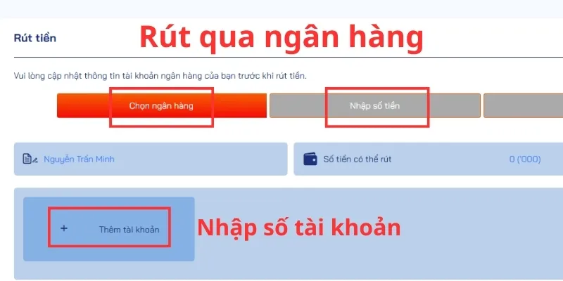 Hoàn tất thông tin để đặt đơn rút tiền và chờ nhà cái xử lý